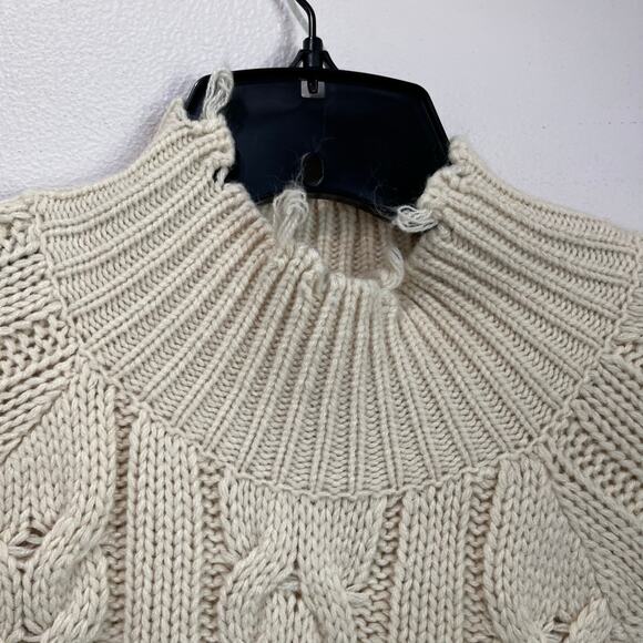 Cotton Candy LA Cable Knit Cropped Sweater Cream Neutral Size M/L - Picture 6 of 7